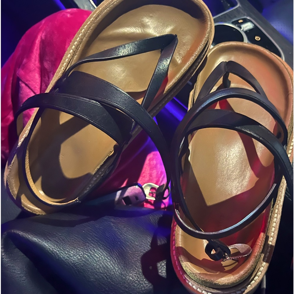 Isabel marnat leather black sandals w.cognac leather inside brand new never worn